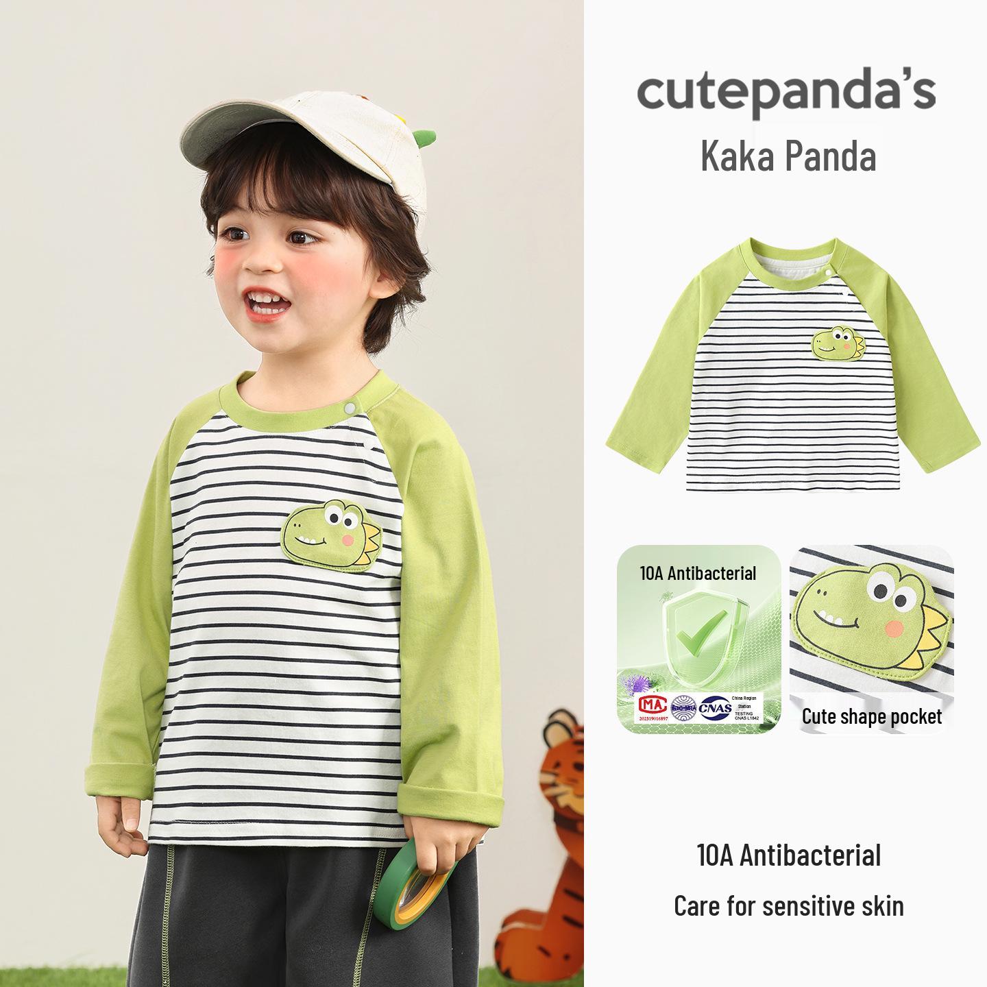 Kaka Panda Kids  Long-Sleeve T-Shirt - Spring/Autumn Base Layer for Girls and Boys 90 cm