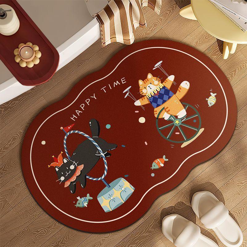 Cartoon Absorbent Non-slip Quick Dry Floor Mat Carpet Diatom Mud Toilet Bathroom Toilet Entrance Bedroom Door Mat