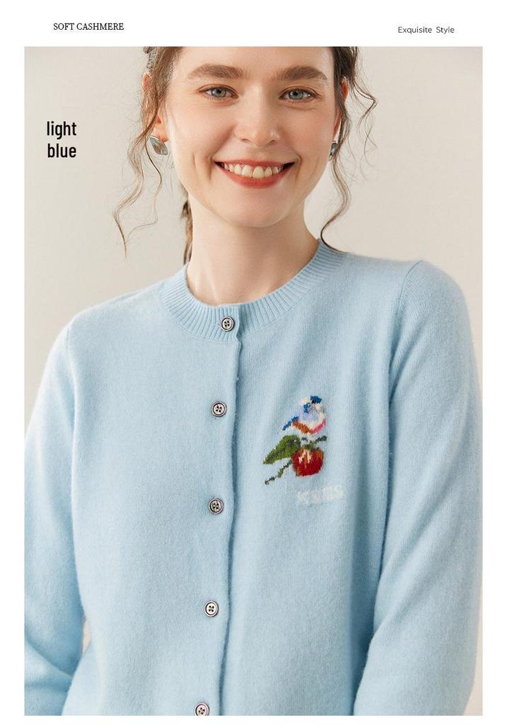 Elegant Women's Cashmere Sweater: Autumn/Winter Loose Cardigan with Round Neck