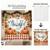 Stück Set Hochauflösende Digital Gedruckte VorhängeErntedankfest Aquarell Kürbisse Karierte Tischdecke HerbstblätterHeim Vorhänge Hergestellt Aus Polyester