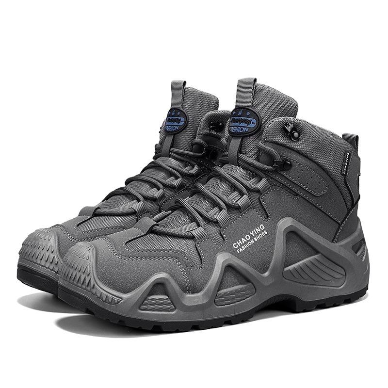 Men's Shoes Leather Surface Waterproof Running Shoes Wild Anti-collision Head Camp Shoes Climbing Mountaineering Rock Climbing