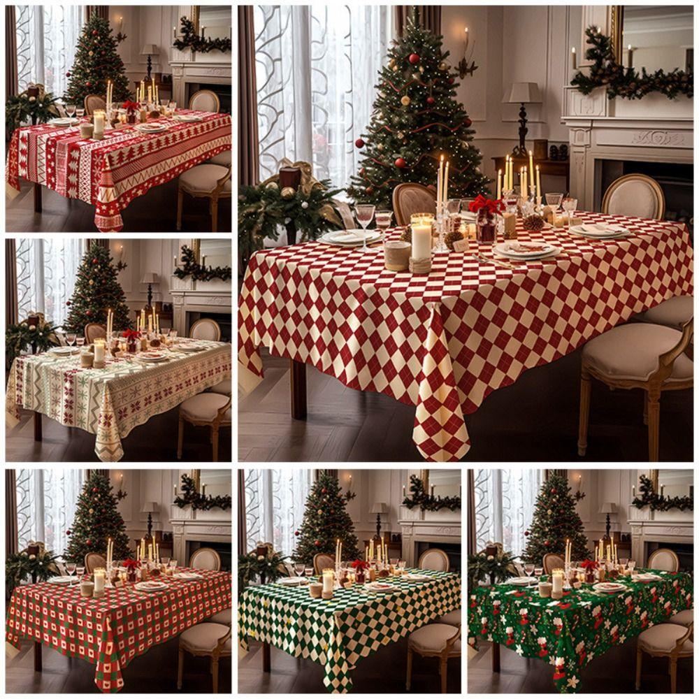 100*140cm Christmas Tablecloth Washable Heat-Resistant Xmas Party Table Runner Thickened Table Cloth Home/Christmas Decoration