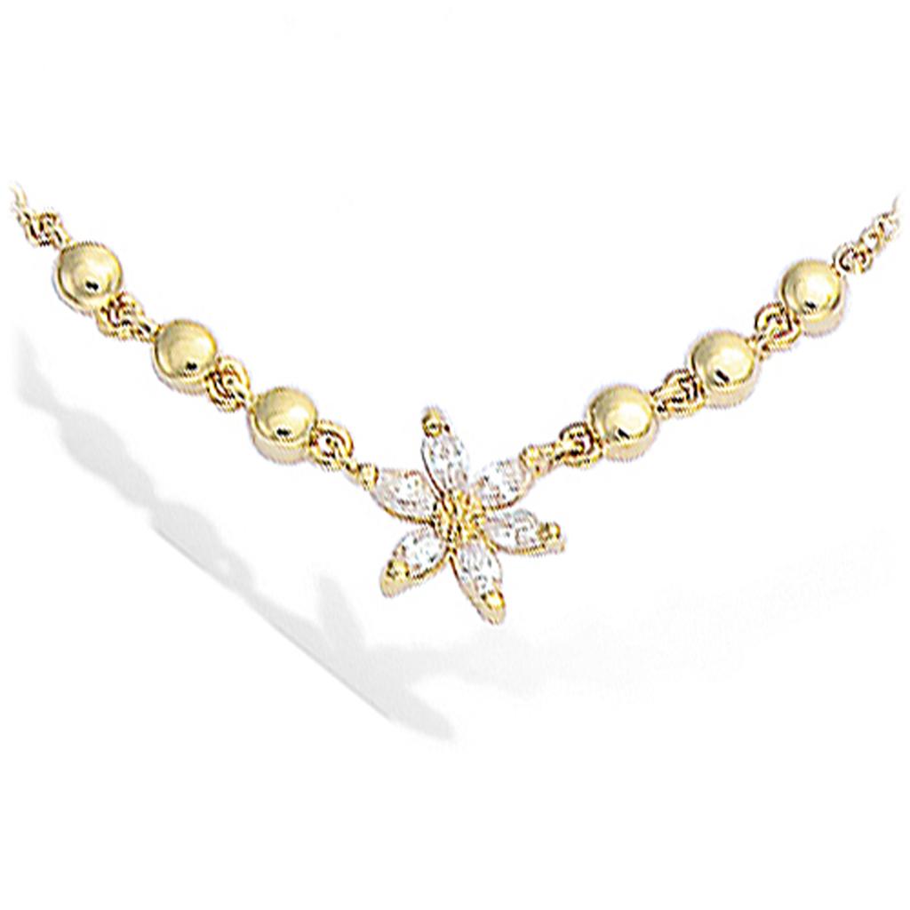 Les Trésors De Lily [L1282] - Gold-Plated Necklace 'Flora' White Gold - 12 Mm