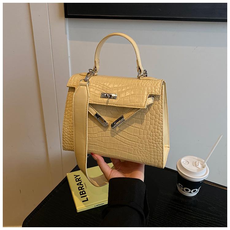 

Нишевая сумка-тоут с крокодиловым узором, женская новая ретро-универсальная на плечо, сумка-ведро, повседневная сумка-мессенджер жёлтый