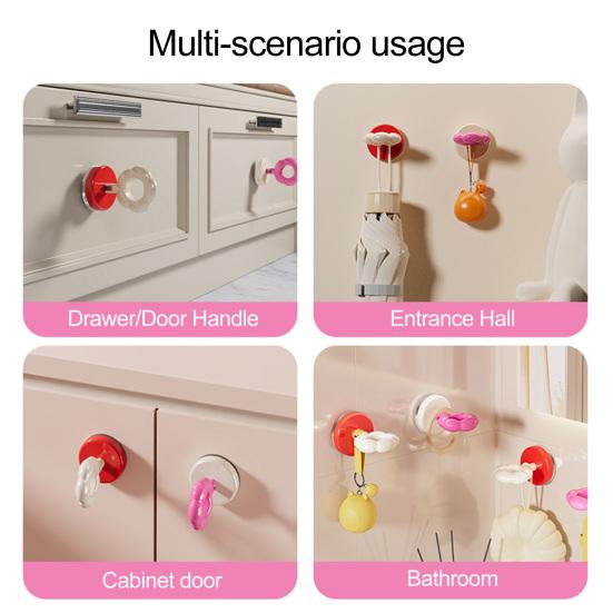Suction Cup Hook No Drill Reusable Holder Push-to-Lock Vacuum Seal Hook Strong Load-bearing Capability Hanger for Bathroom Kitchen