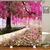 Forest Landscape Shower Curtain Garden 3D Green Plant Tree Natural Scenery Waterproof Polyester Bathroom Curtain Home Decor