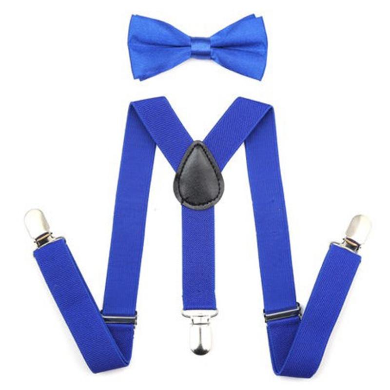 Boys Girls Kids Adjustable Elastic Y-Back Braces Baby Suspenders Set Bow Tie Butterfly NeckTie Weddi