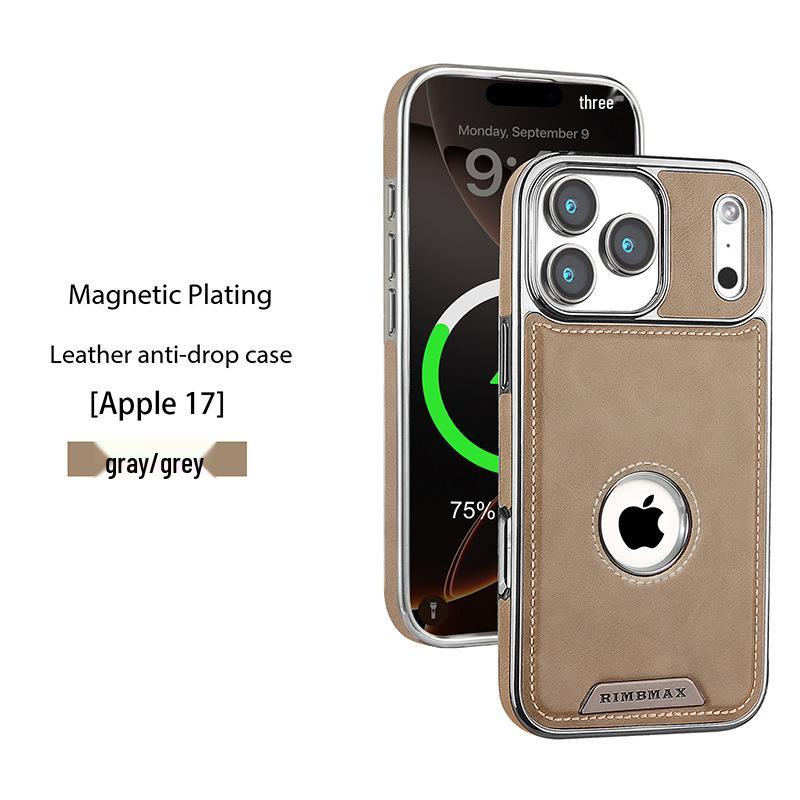 

Apple iPhone 13/14/15/16/17 Pro Max Magnetic Electroplated Drop-Proof Leather Phone Case 12 Pro Max