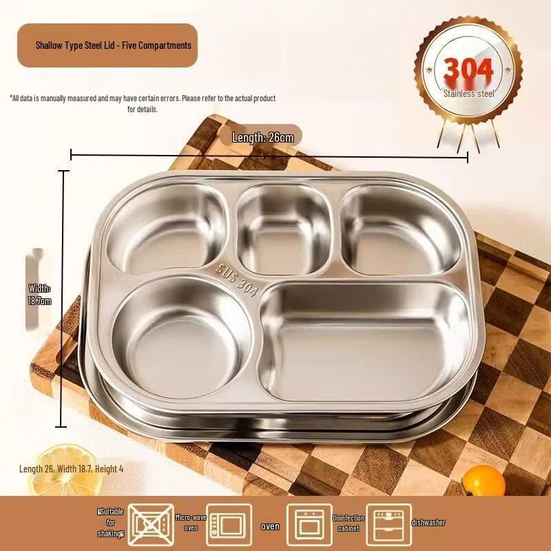 HANDUNYOU 304 Stainless Steel Divided Meal Tray