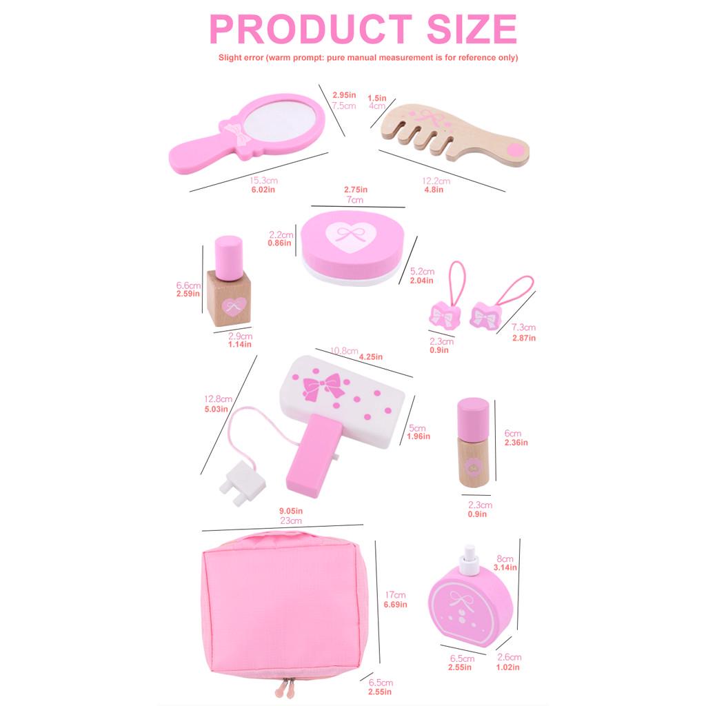 Children's Wooden Simulation Girl Princess Makeup Cosmetic Bag  Set Toy