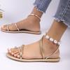 Elegant Women's Flat Sandals Open Toe Woman Slippers Non Slip Shoes Outdoor Beach Slides Women Sandals Summer 2025 Size 43