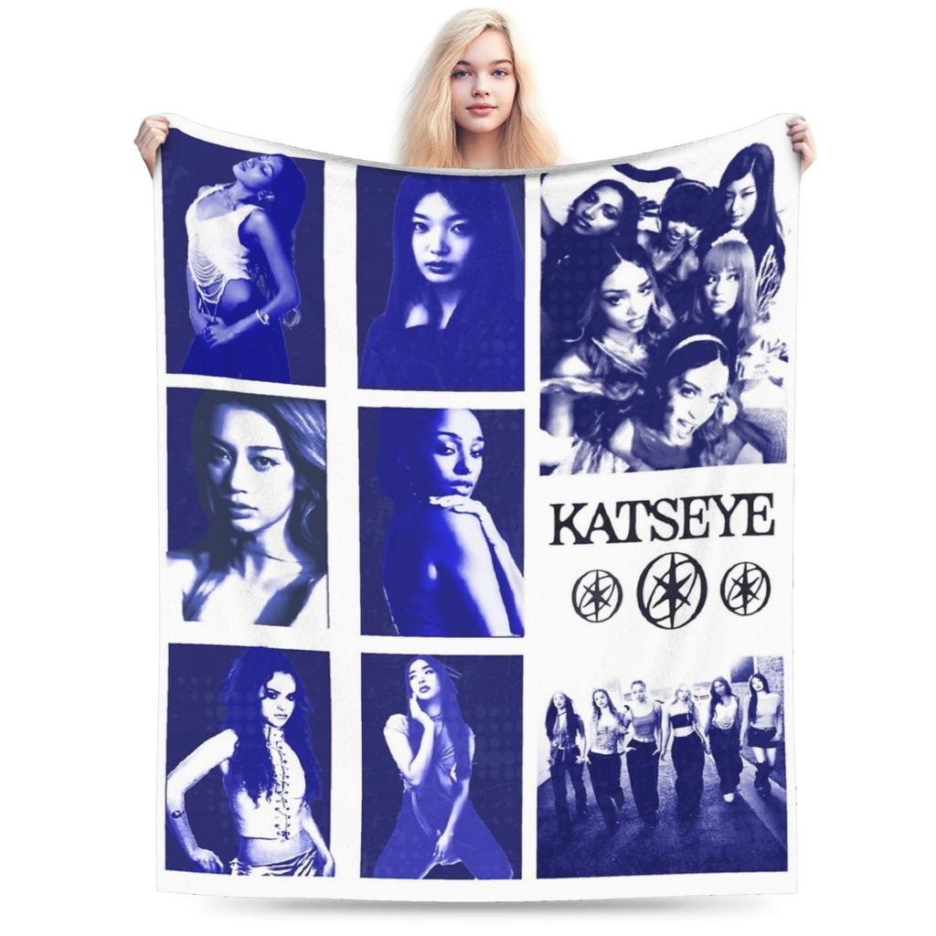 Katseye Kpop Gestrickte Decken Fleece Lara Manon Megan Leichte Überwurfdecke für Bettwäsche Sofa Bett Teppich