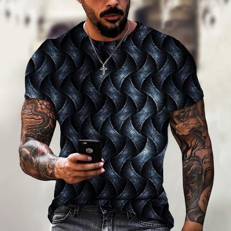 Summer Round Neck 3D Terrifying Magma Print Top Fashionable Casual Short Sleeved Men's T-shirts