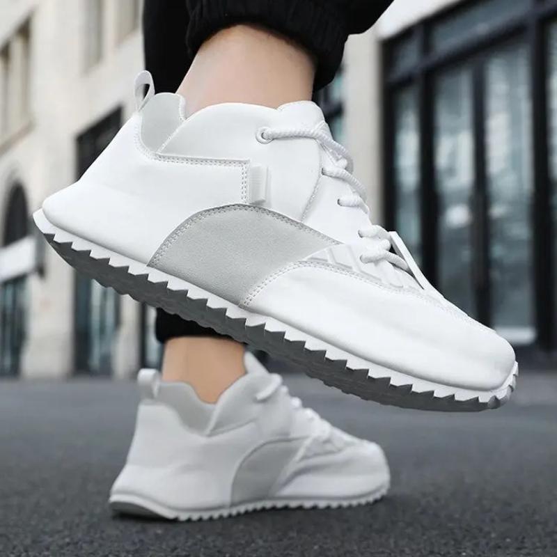 Men's Low Top Sneakers Microfiber Leather Upper Inner Height Increase Casual Board Shoes