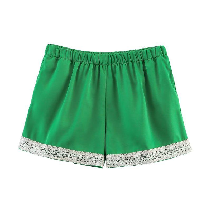 Kaslead New Women clothes Western Style Fashion Lace Silk Satin Texture Shorts 4391405