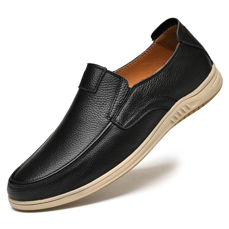 Loafers Mens Moccasins Genuine Leather Italian Spring Summer Casual Shoes Flat Soft Black Driving Shoes Slip On Mocasines Hombre
