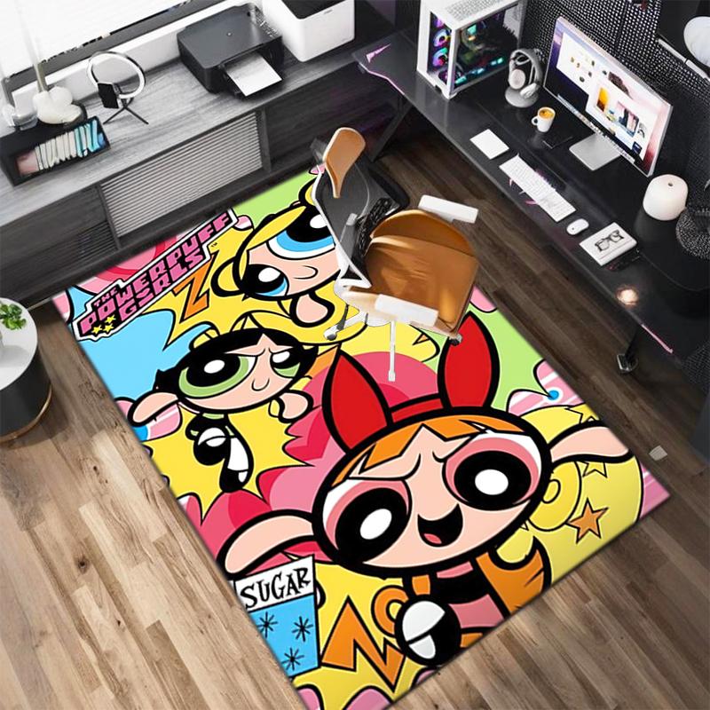 1Pc The Powerpuff Girls Printed Rectangle Carpet, Home Door Mat, Outdoor Travel Protection Carpet A7