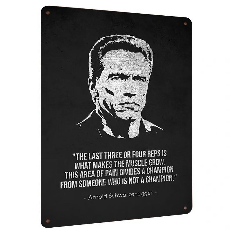 

Arnold Schwarzenegger Motivational Metal Wall Art Fitness Gym Decor Inspirational Quote Poster for Home Studio 7.9x11.8In(20x30cm)