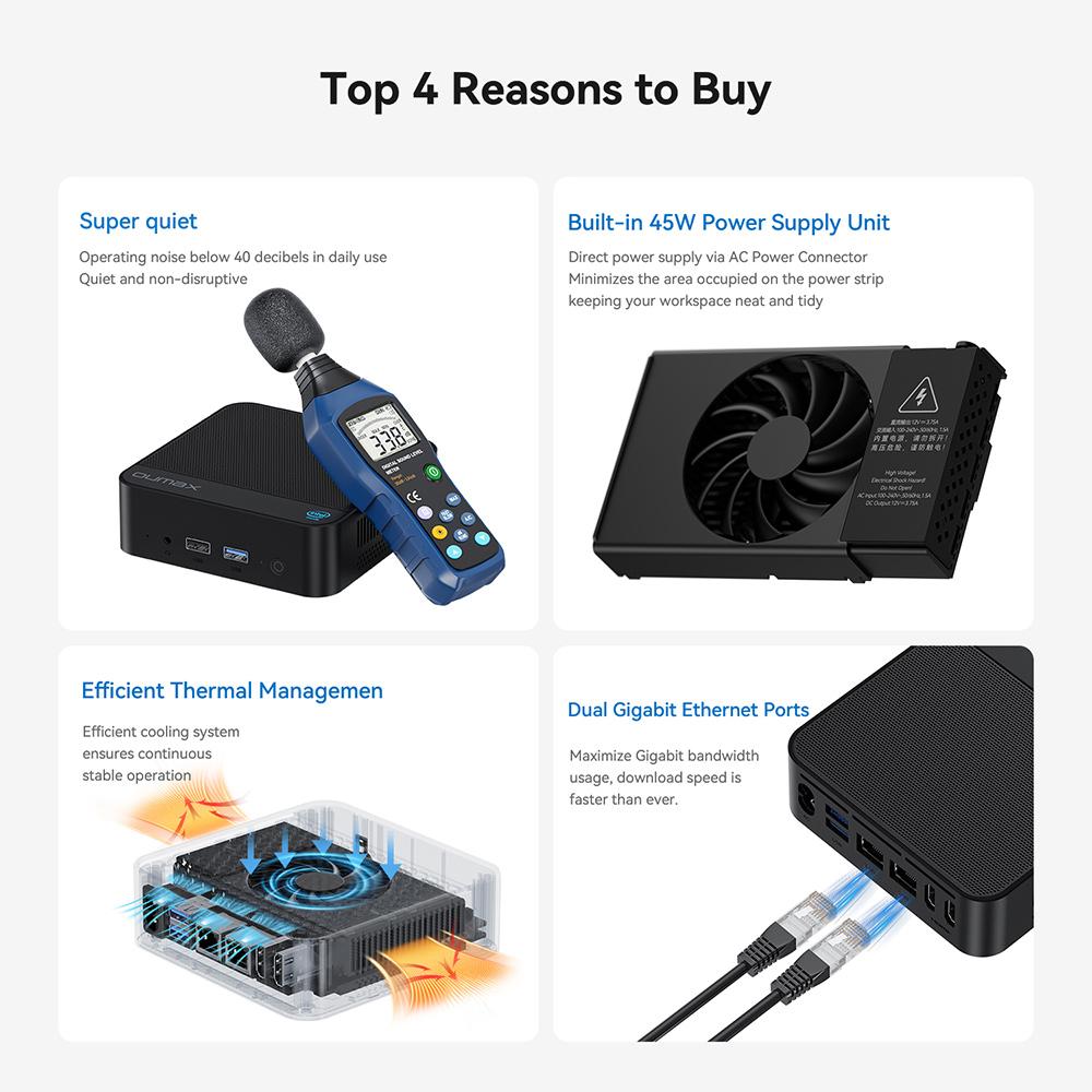 OUMAX MAX N N150 Mini PC Intel Twin Lake N150 4C4T 16G 500G Unterstützt Dual-LAN WIFI 5 BT 5.0 Desktop-Computer