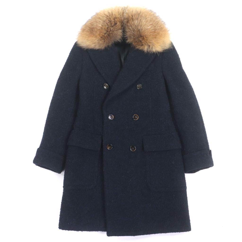 LARDINI Chester coat Navy wool mens 46 Used