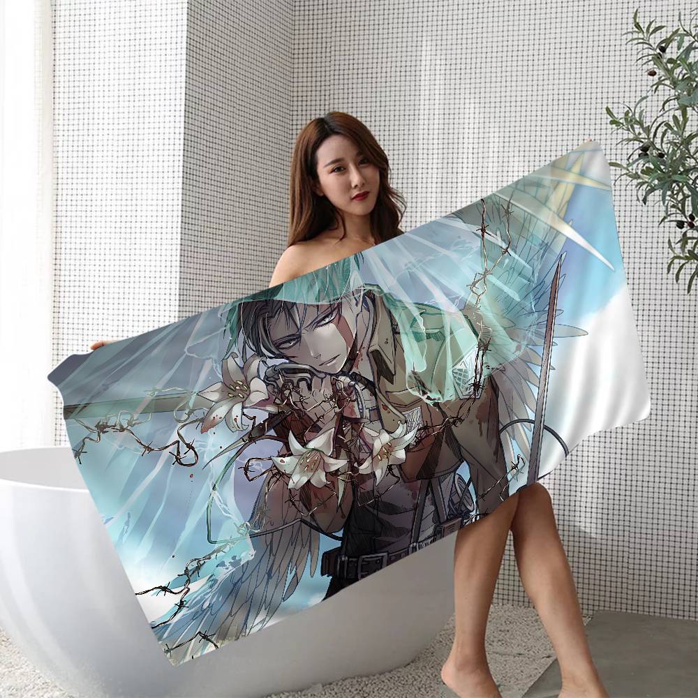 A-Attack O-On T-Titan Levi Ackerman Microfiber Beach Towel Absorbent Quick Dry Soft Yoga Swimming Resort Mountain Climbing Towel