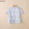 ZANZEA Elegant Women Casual Round Neck Short Sleeve Blouse