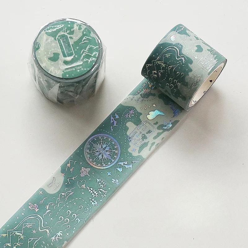 Fantasy Astrolabe Stars Moon Planet Laser Hot Silver Decorative Masking Washi Tape Adhesive Tape DIY Scrapbooking Sticker Label