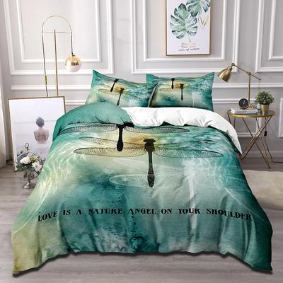 3D Digitaldruck Dreiteiliges Set, Pflanzen- und Blumenfestmuster Druck Bettbezug