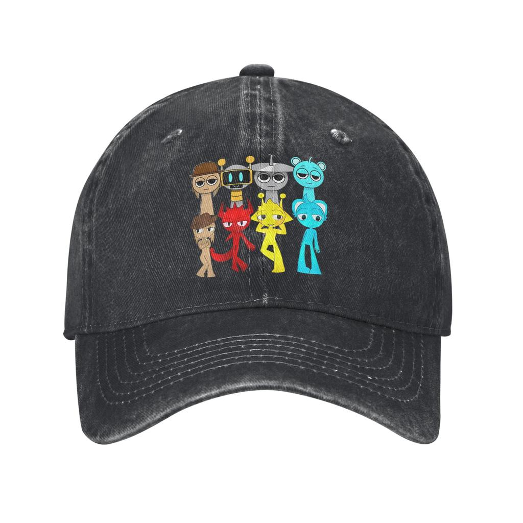 Sprunkis Cartoon Unisex Style Baseball Caps  Distressed Cotton Hats Cap Vintage Outdoor Activities Gift Snapback Cap