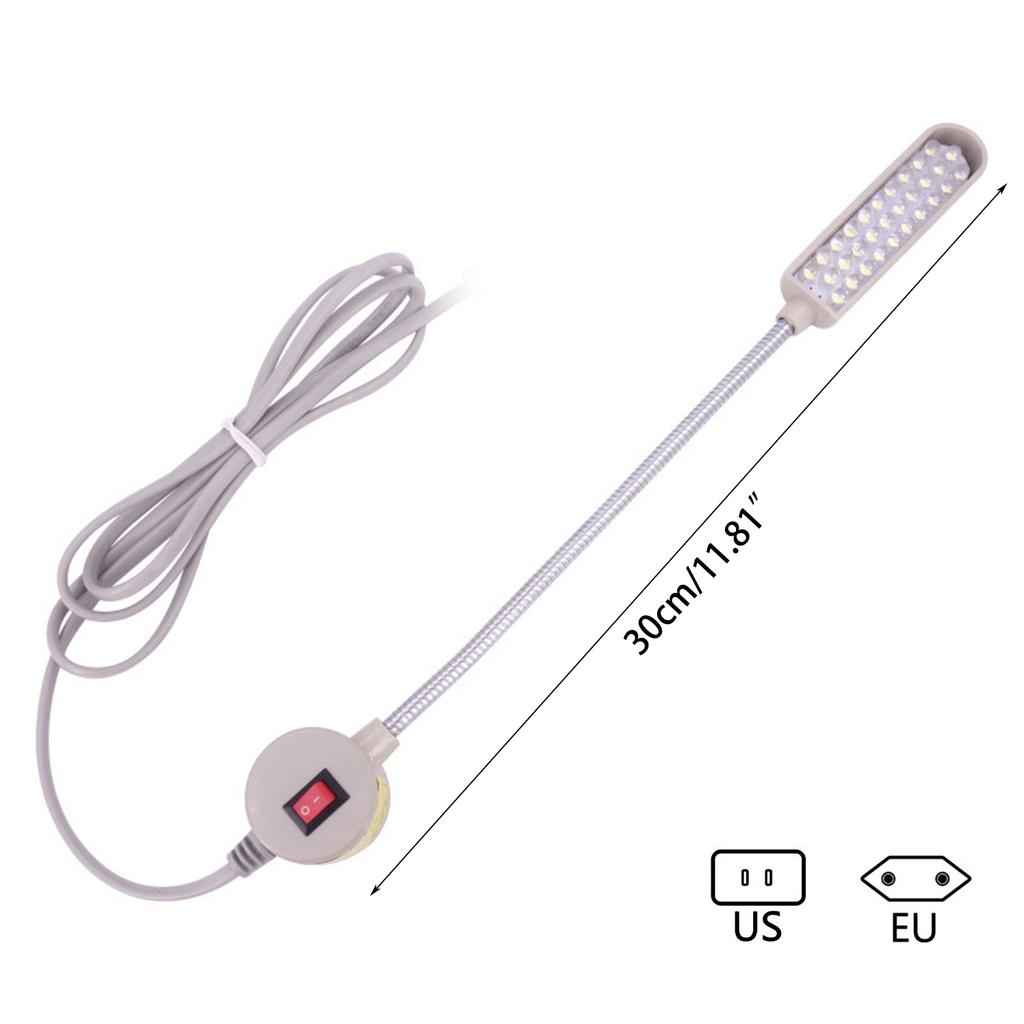Sewing Machine Light Flexible Gooseneck 30-Bulb 2W LED Light Magnetic ON/Off Button for Household Use Workbench
