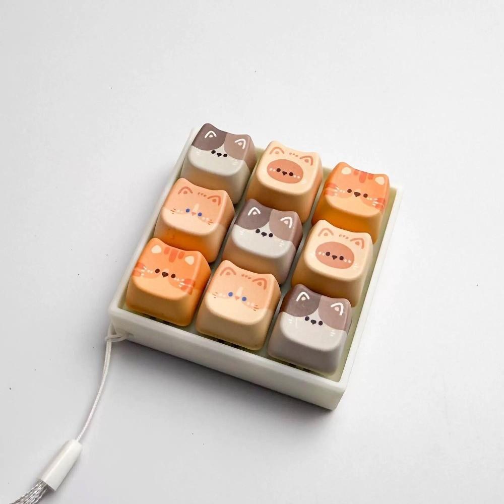 Keyboard Stress Relief Clicker 2/3/4/9 Keys Cat Fidget Keychain Anti-stress Toy Pendant  Bag Charms