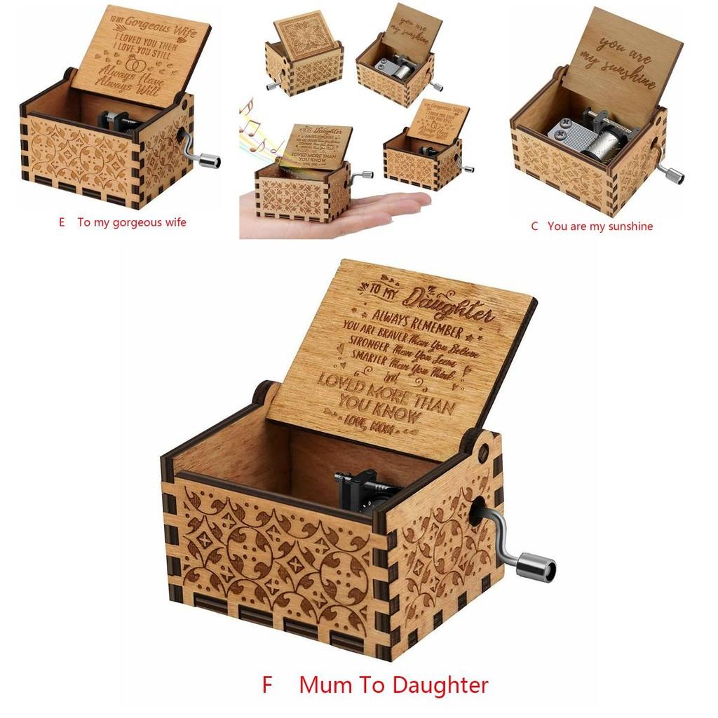 Unique Vintage Wooden Music Box For Kids Sweet You Are My Sunshine Engraved Gift