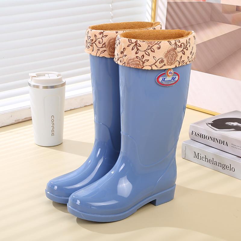 New high tube rain shoes thickened fashion women's wear waterproof shoes rain boots summer non-slip work wear-resistant water boots