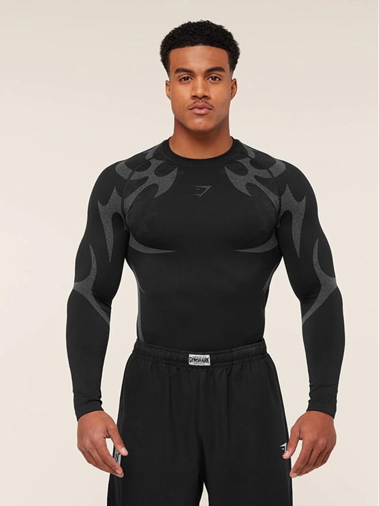 

2026GYM Men s Storm Seamless Long Sleeve Quick Dry Compression Sports Tee M