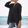 Women's Solid Color European and American Casual Fashion 7-point Lantern Sleeve Tulle Shirt