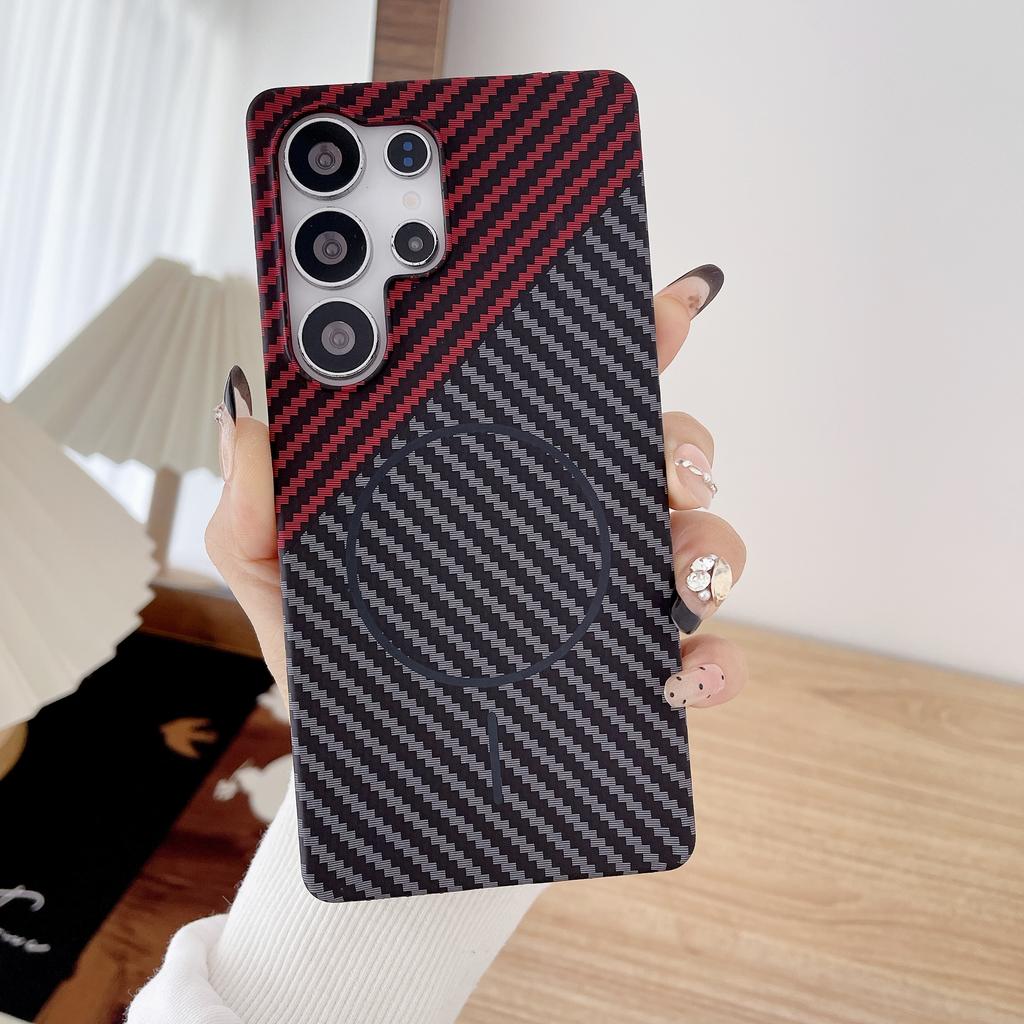 Carbon Fiber Pattern Magnetic For Magsafe Case For Samsung S25 S24 S23 S22 Note 20 Plus Ultra FE Frameless Matte Bumper Cover