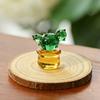 Miniatur Kaktus Figur aus Kunstkristall Handgeblasenes Glas Topfpflanze Ornament für Zuhause Büro Schreibtisch Tischplatte Auto Innenraum Armaturenbrett Dekoration
