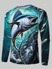T-shirt a maniche lunghe da uomo per la pesca al basso con grafica 3D Rossa Nera Girocollo Casual Streetwear Tee abbigliamento club di pesca