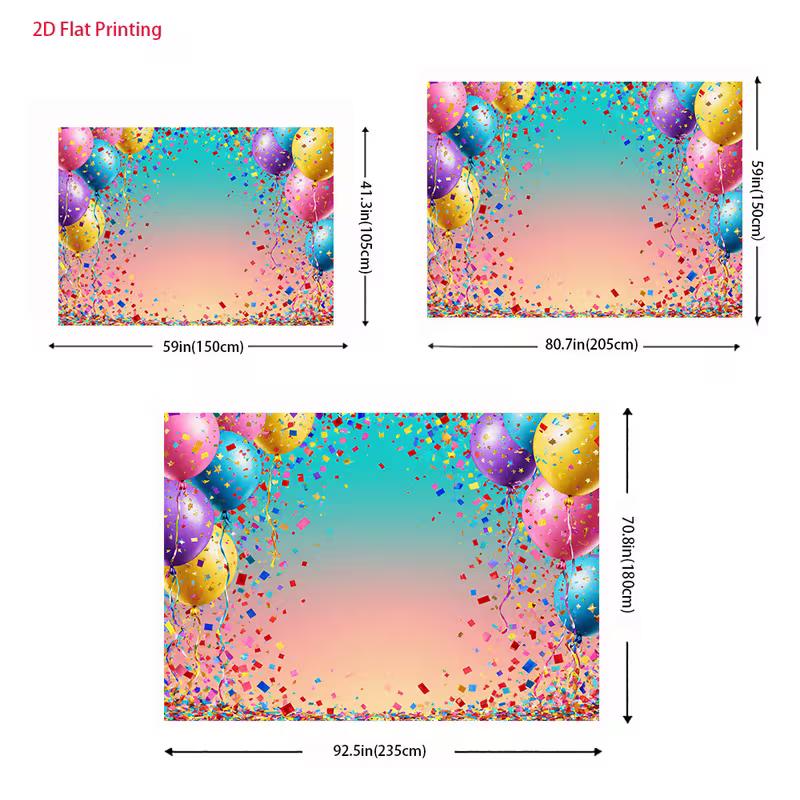 

2D Vibrant Celebration Backdrop, Colorful Balloons and Confetti Background for Baby Shower & Gender Reveal 47.2x31.5inch/120*80cm