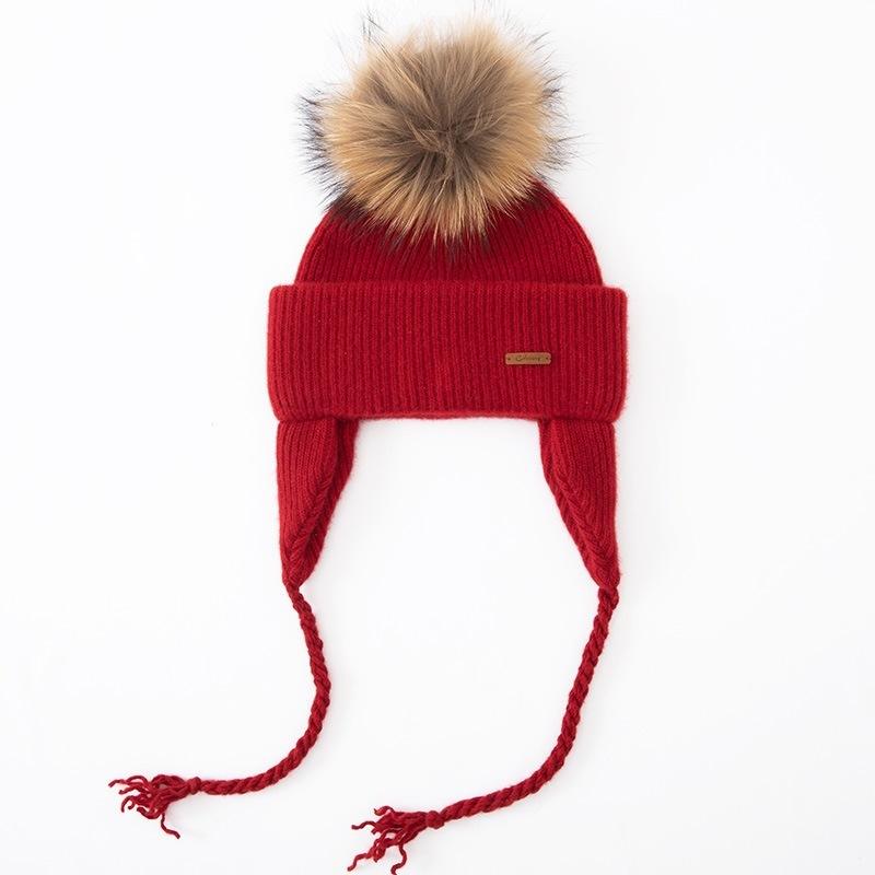 Heavy Thickened% Pure Cashmere Hat Men's and Women's Autumn and Winter Warm Ear Protector Knitted Hat Hairball Hat Cold Hat