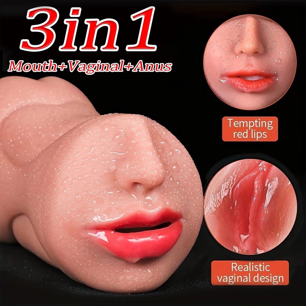 3 v 1 kapesní kočička masturbátor pro muže s realistickou tváří sexu panenka s realistickou strukturou úst vagína s těsným řitním otvorem hluboký orální sexuální hračky pro dospělé pro muže masturbace