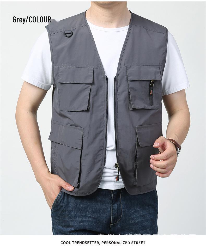 Men's Quick-Dry Multi-Pocket Vest for Team Building, Photography, and Fishing Events - Spring/Autumn 2209.