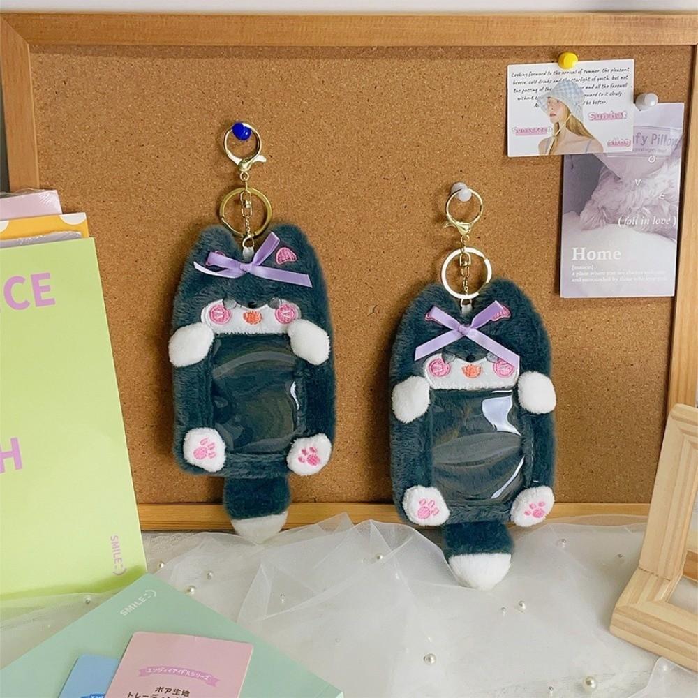 Cute Cartoon Animals Photocard Case Soft Fluffy Bag Keychain Student Card Holder Photo Card Holder Gifts Cards Sleeve