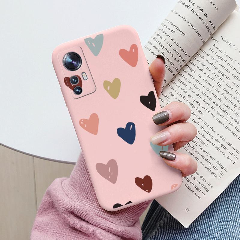 Flower Phone Case For Xiaom 12T Mi12T Pro Funda Cute Heart Cartoon Owl Xiaomi 12 T Xiaomi12T Pro Matte Soft TPU Back Cover Shell