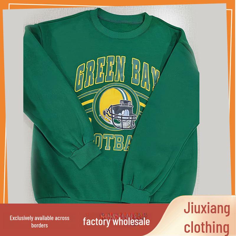 

Женский свитер с длинными рукавами и принтом в стиле ретро-регби — тренд осени/зимы Double Extra Large зелёный