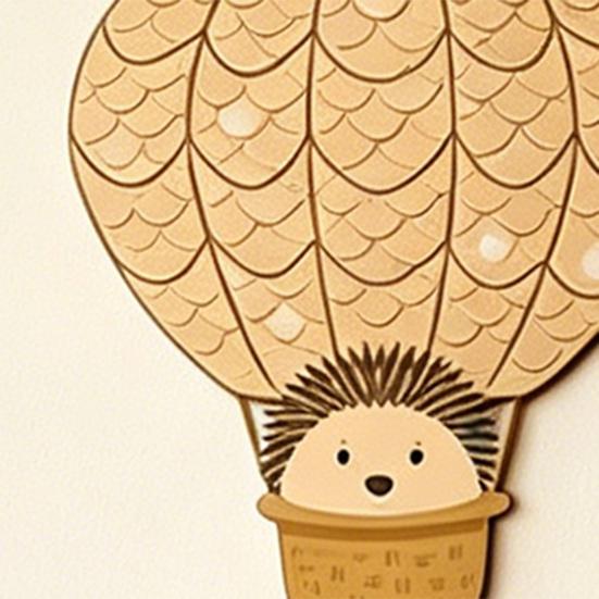 5 Pcs Hot Air Balloon Wall Decor with Cloud And Star Boho Wooden Nursery Wall Art Cartoon Hedgehog Hanging Sign for Kid's Room Playroom