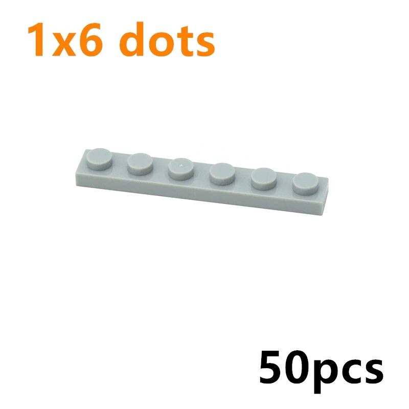 50Pcs DIY Building Blocks Thin Plate 1x6 Dots Classic Bricks Educational Creative Size Compatible With 3666 Toys for Kids