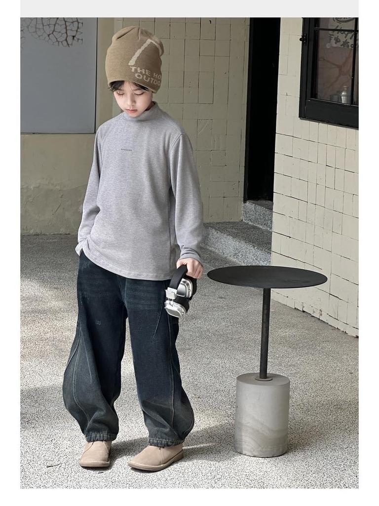 Suéter Quente e Grosso para Meninos - Moda Casual Outono/Inverno 2025 Gola Alta