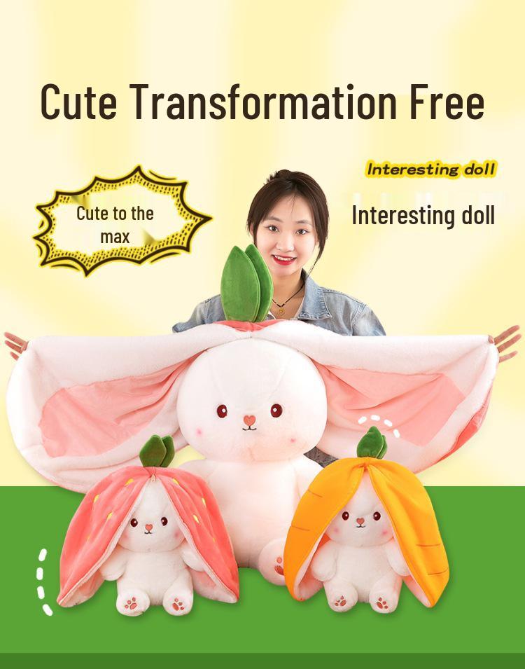 Strawberry Rabbit Plush Toy - Carrot Rabbit Cushion Doll, Perfect Children's Day Gift for Girlfriend