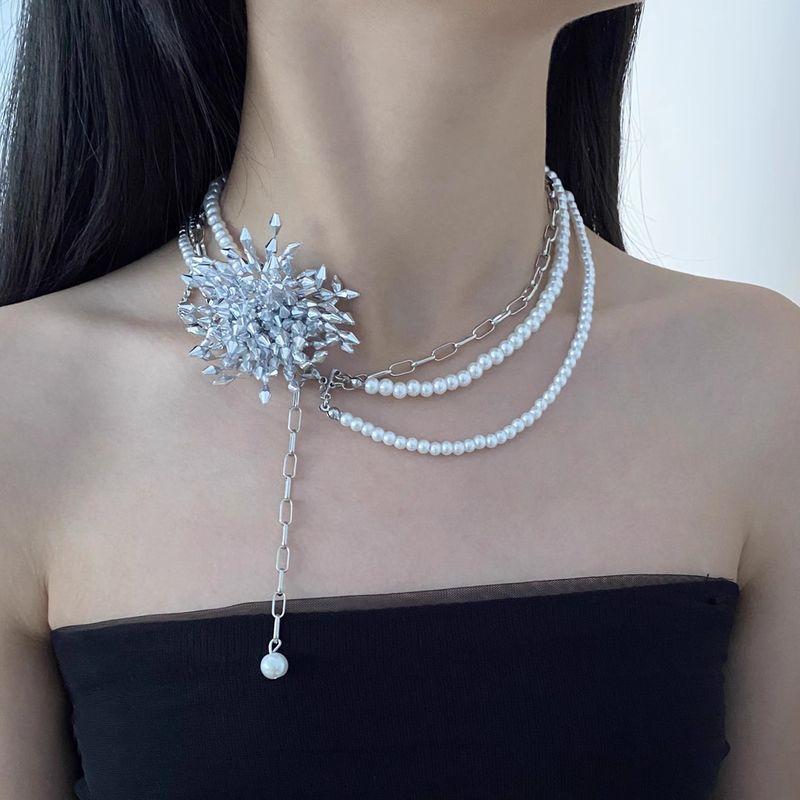 

Винтажные серьги-пусеты «Фейерверк» из серых хрустальных бусин на нити Multi-layer Pearl